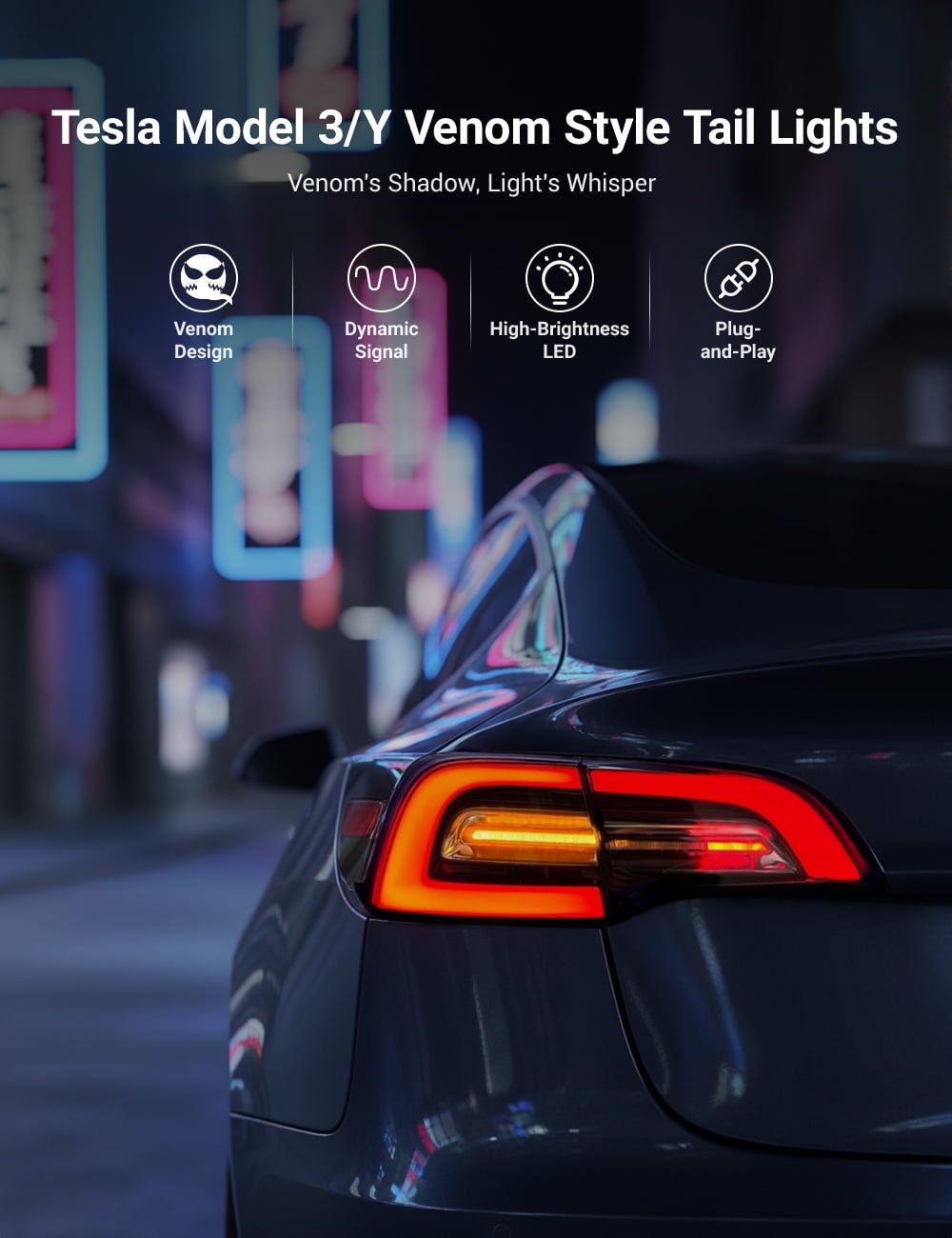 Tesla Model 3/Y Venom Style Tail Lights 丨Stylish Upgrade