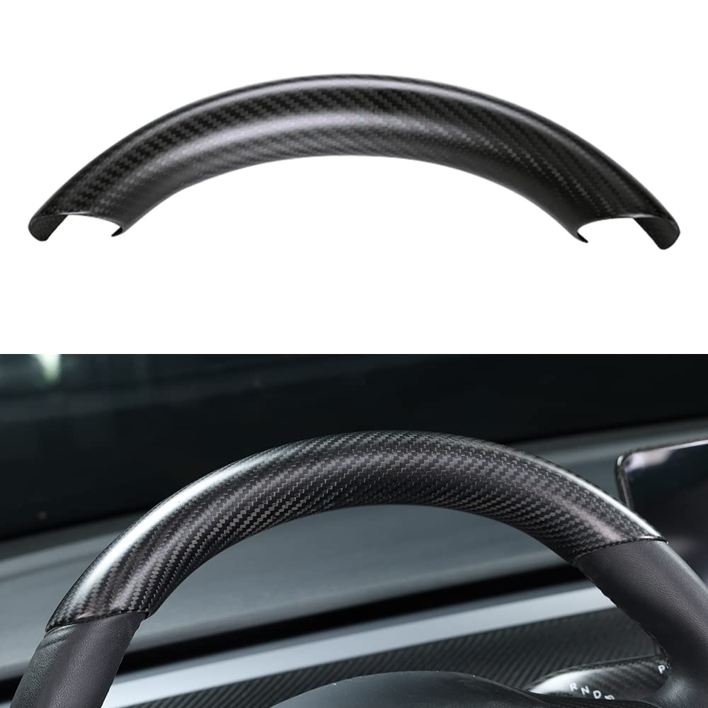 Upper / Lower Parts Steering Wheel Accessories for Tesla Model 3 / Y  -  Carbon Fiber Interior Mods