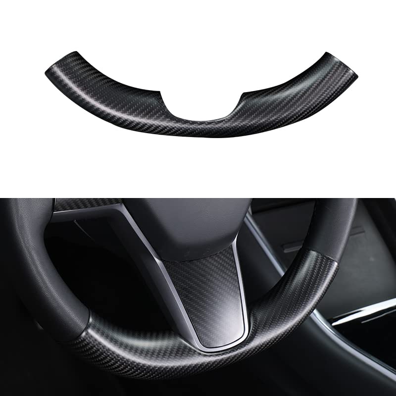 Upper / Lower Parts Steering Wheel Accessories for Tesla Model 3 / Y  -  Carbon Fiber Interior Mods