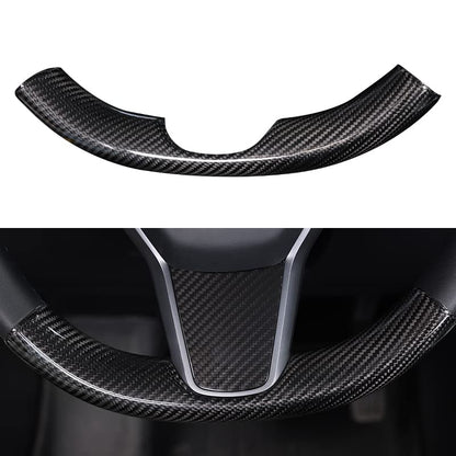 Upper / Lower Parts Steering Wheel Accessories for Tesla Model 3 / Y  -  Carbon Fiber Interior Mods