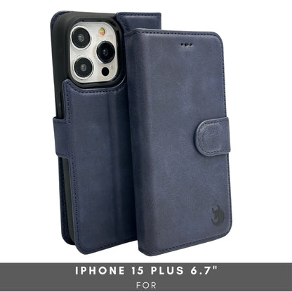 Vegas Premium Leather iPhone 15 Plus Wallet Case with MagSafe | Detachable RFID Blocking Luxury Wallet