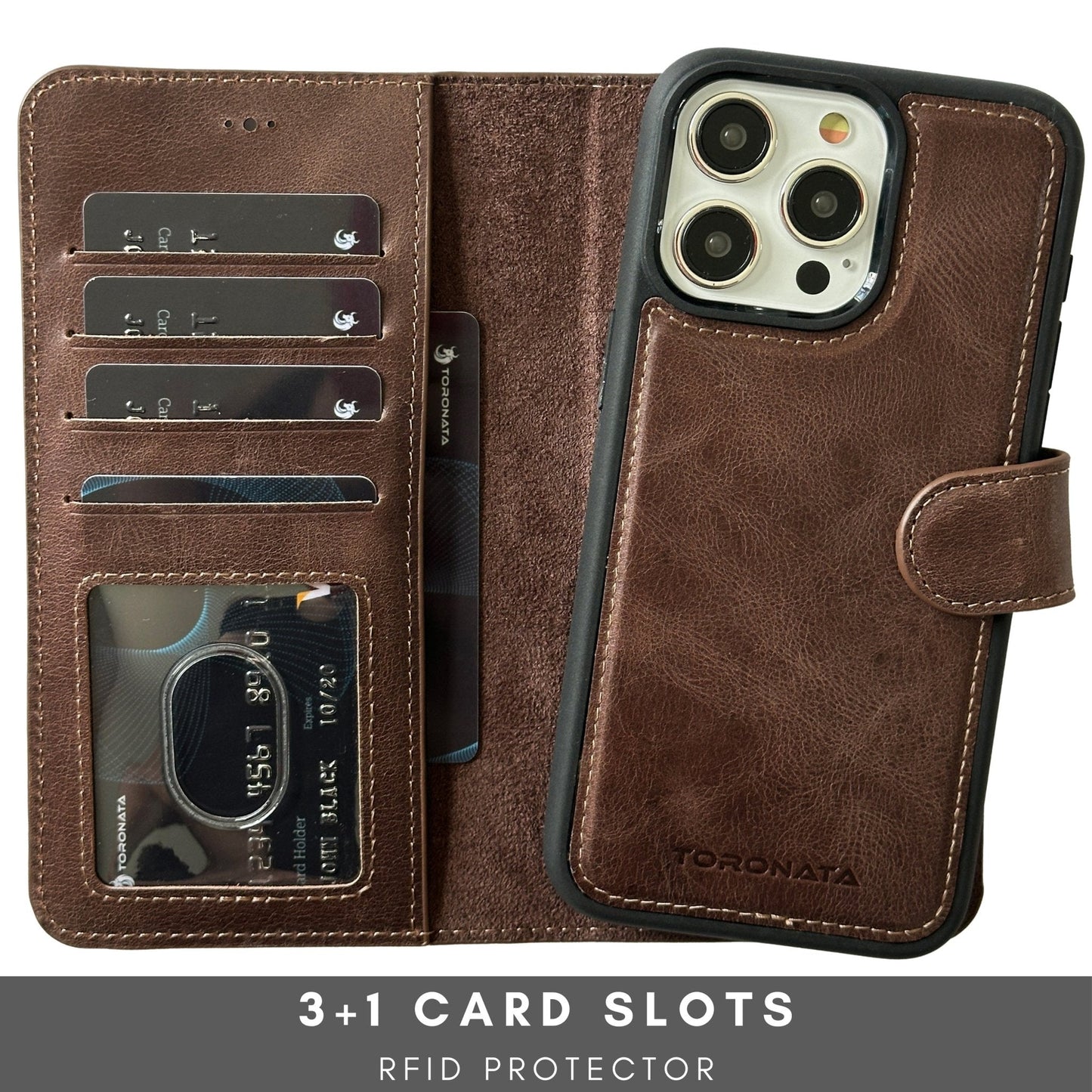 Vegas Premium Leather iPhone 15 Pro Max Wallet Case with MagSafe | Detachable RFID Blocking Luxury Wallet