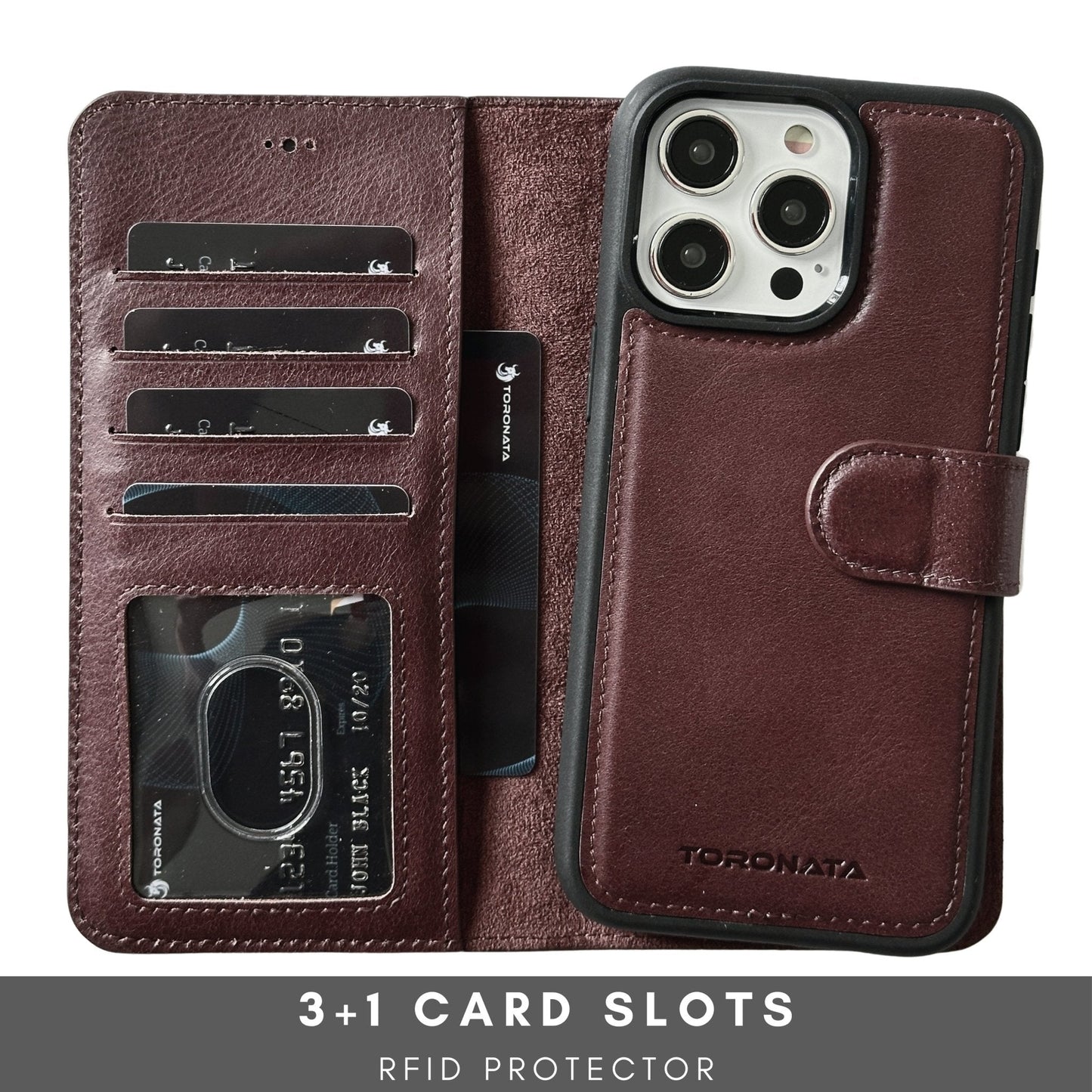 Vegas Premium Leather iPhone 15 Pro Max Wallet Case with MagSafe | Detachable RFID Blocking Luxury Wallet