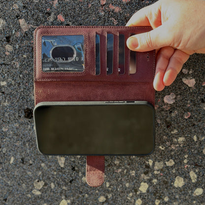 Vegas Premium Leather iPhone 15 Pro Wallet Case with MagSafe | Detachable RFID Blocking Luxury Wallet