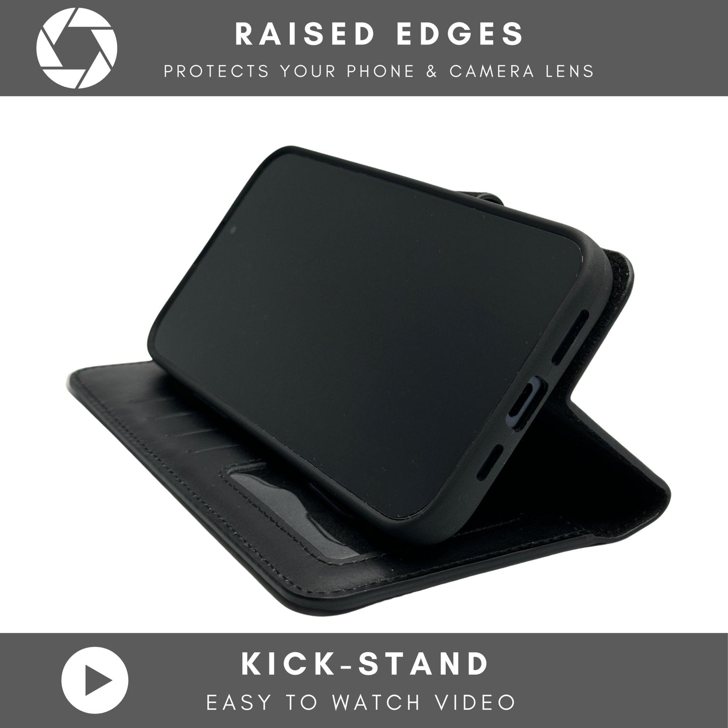 Vegas Premium Leather iPhone 15 Wallet Case with MagSafe | Detachable RFID Blocking Luxury Wallet