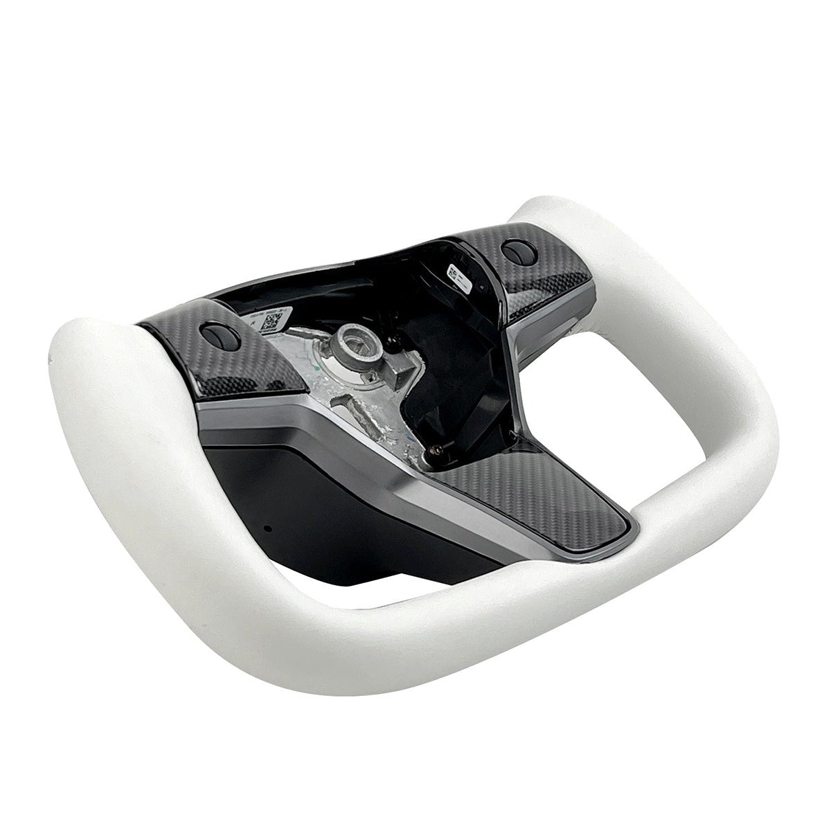White Leather Yoke Steering Wheel for Tesla Model 3 / Y【Style 7】