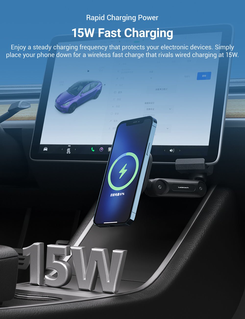 Wireless Charging Phone Mount For Tesla Model 3/Y